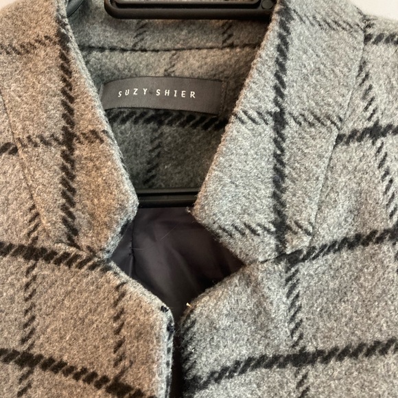 🧥Suzy Shier Grey/Black Checkered Wool Spring Coat🧥 - Picture 2 of 5